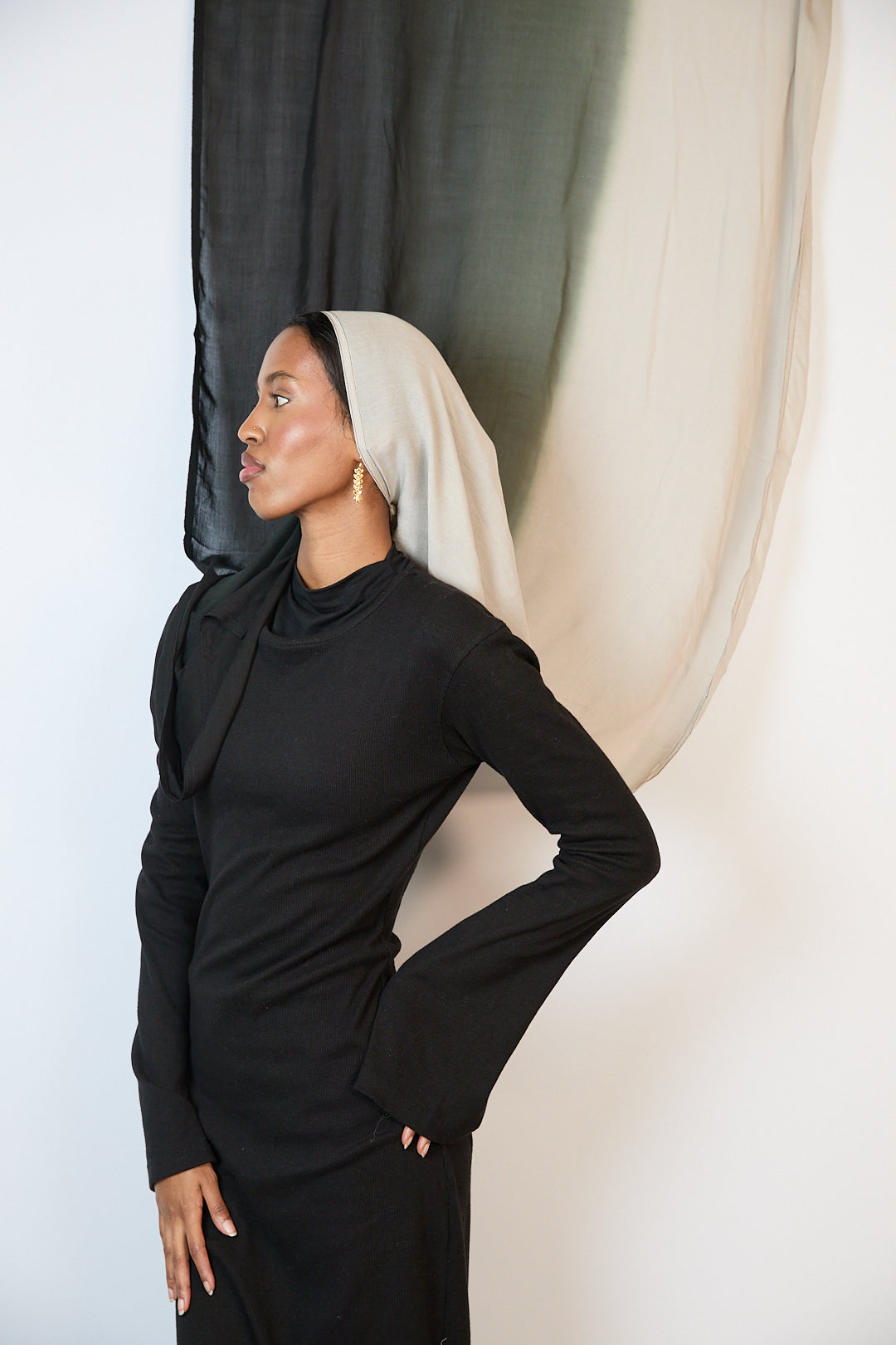 Forest Noir & Silver Ombre Modal Hijab