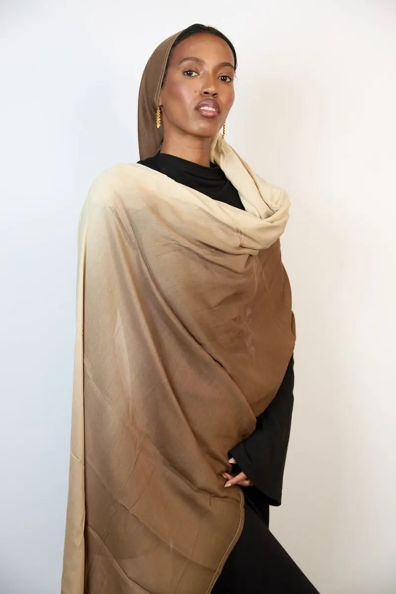 Tan and Cream Ombre Modal Hijab Dar-Al-Hayya