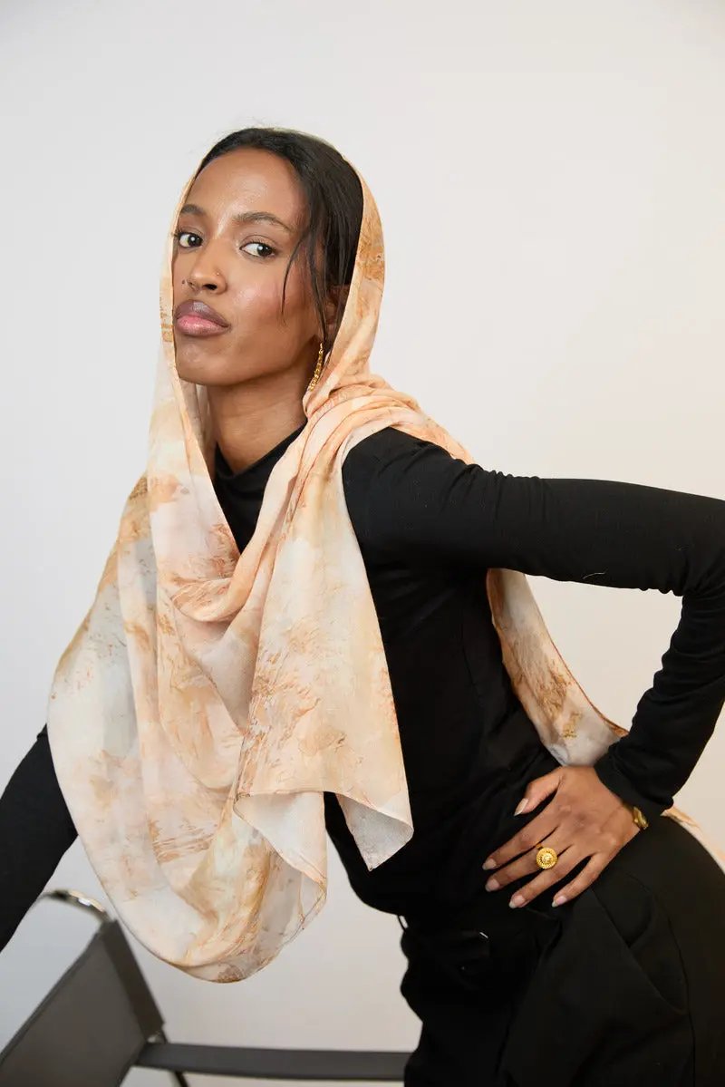 Golden Dusk Printed Modal Hijab Dar-Al-Hayya