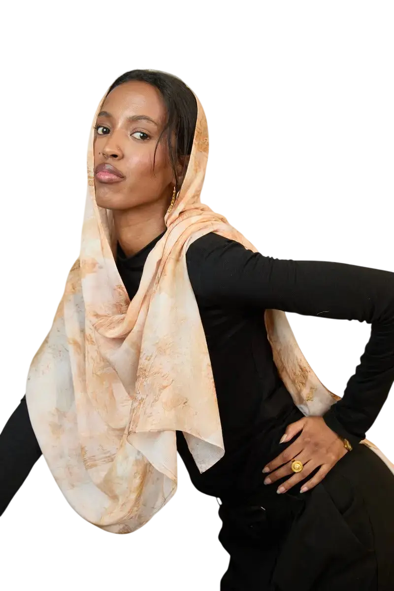 Golden Dusk Printed Modal Hijab Dar-Al-Hayya