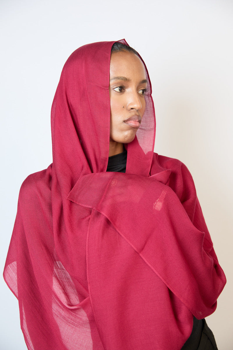 Deep Red Plain Modal Hijab