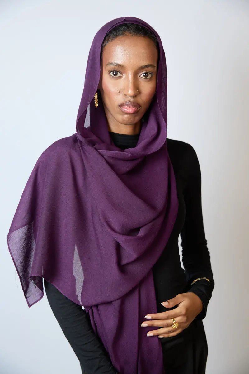 Deep Purple Plain Modal Hijab Dar-Al-Hayya