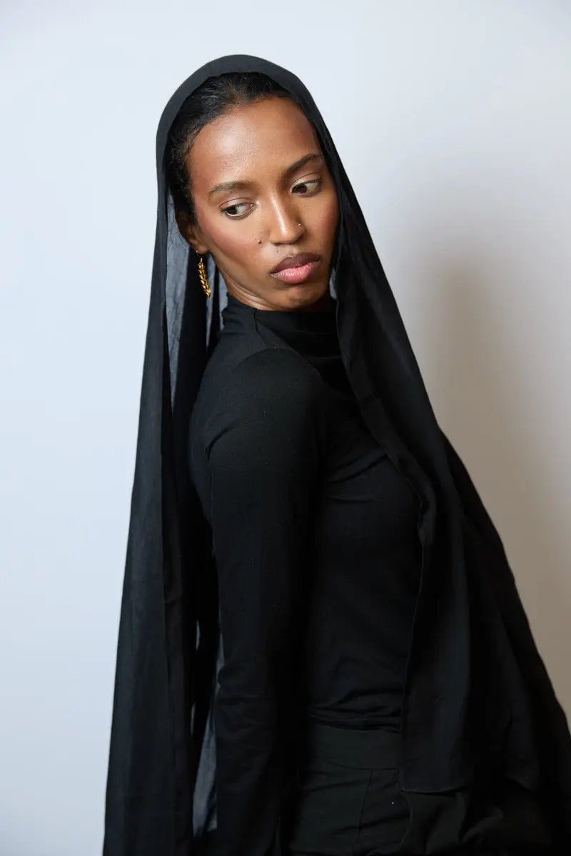 Black Plain Modal Hijab Dar-Al-Hayya