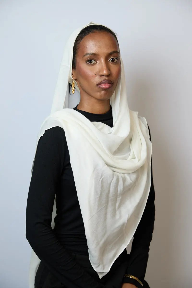 Ivory Plain Modal Hijab Dar-Al-Hayya