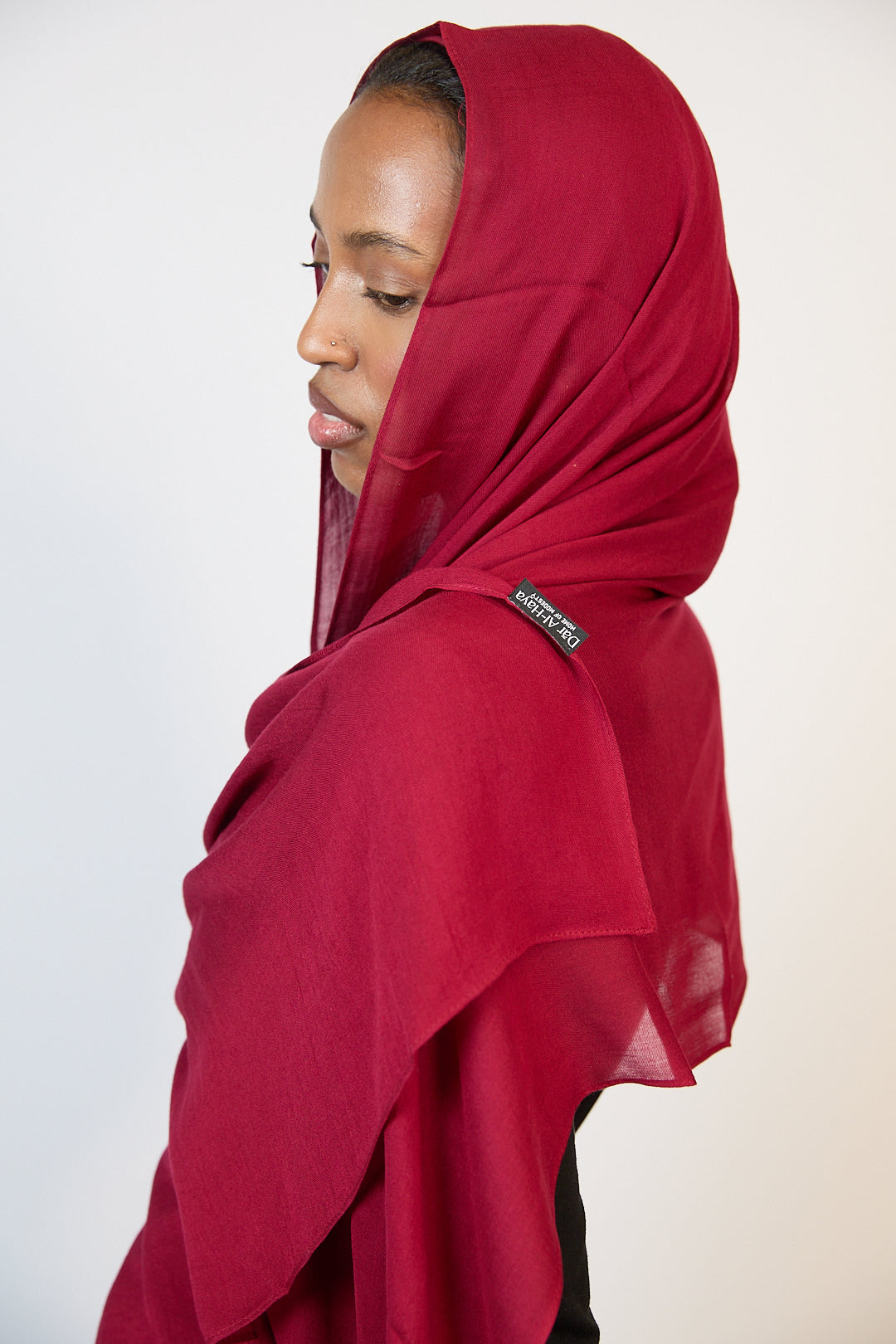 Deep Red Plain Modal Hijab