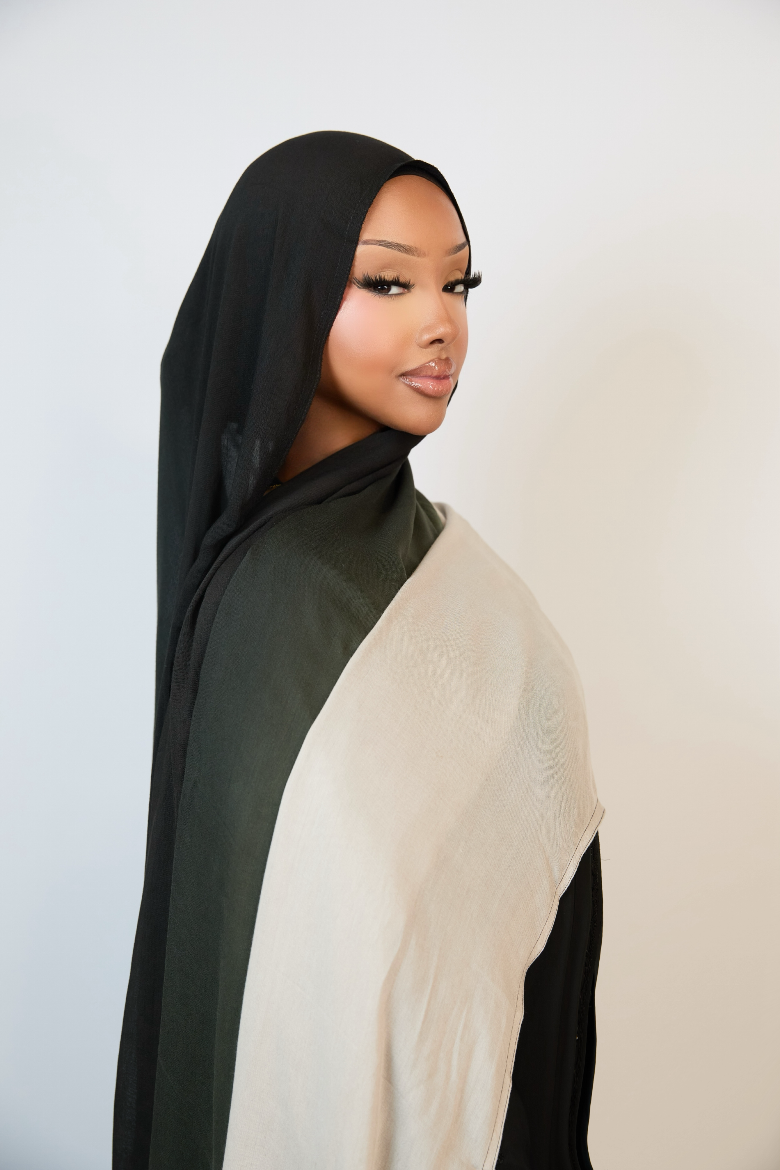 Forest Noir & Silver Ombre Modal Hijab