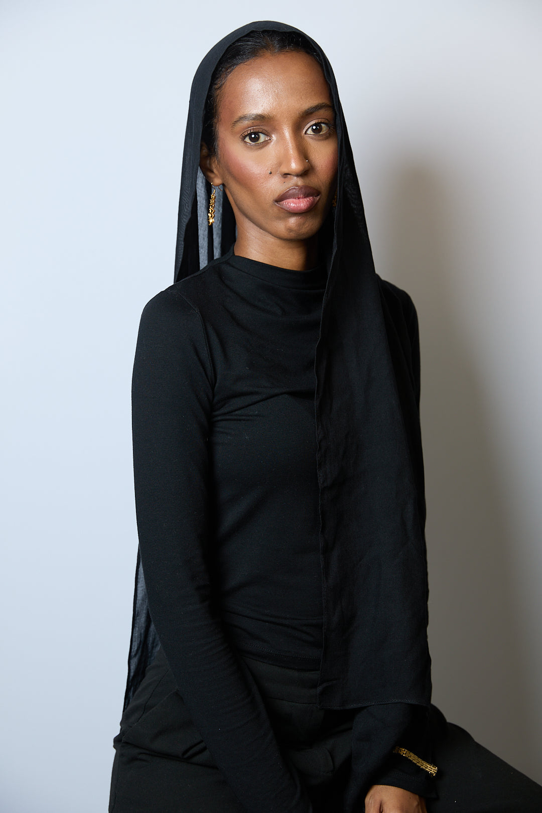 Black Plain Modal Hijab