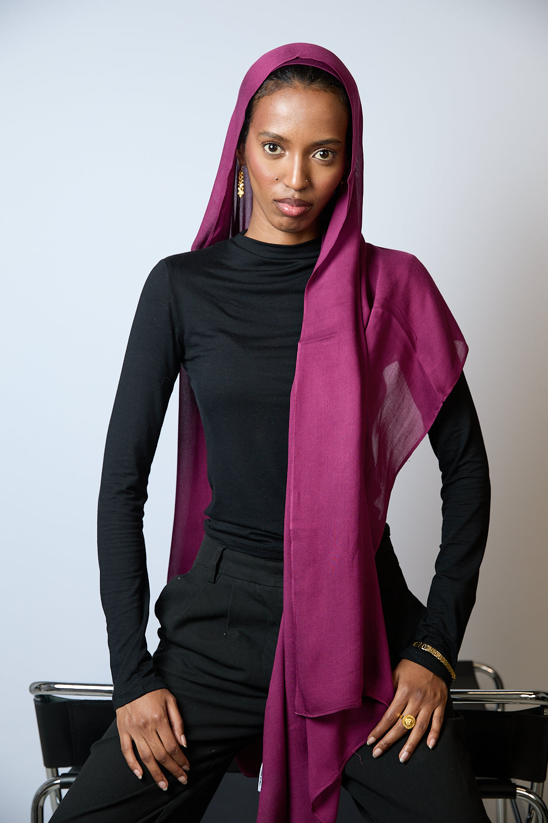 Berry Plain Modal Hijab