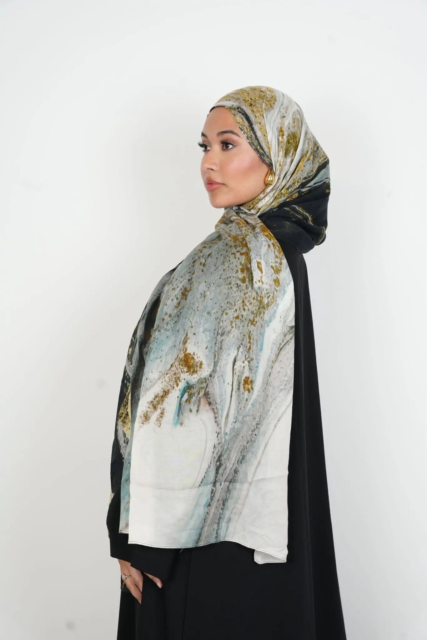 Champagne Mist Bamboo Print Modal Hijab Dar-Al-Hayya