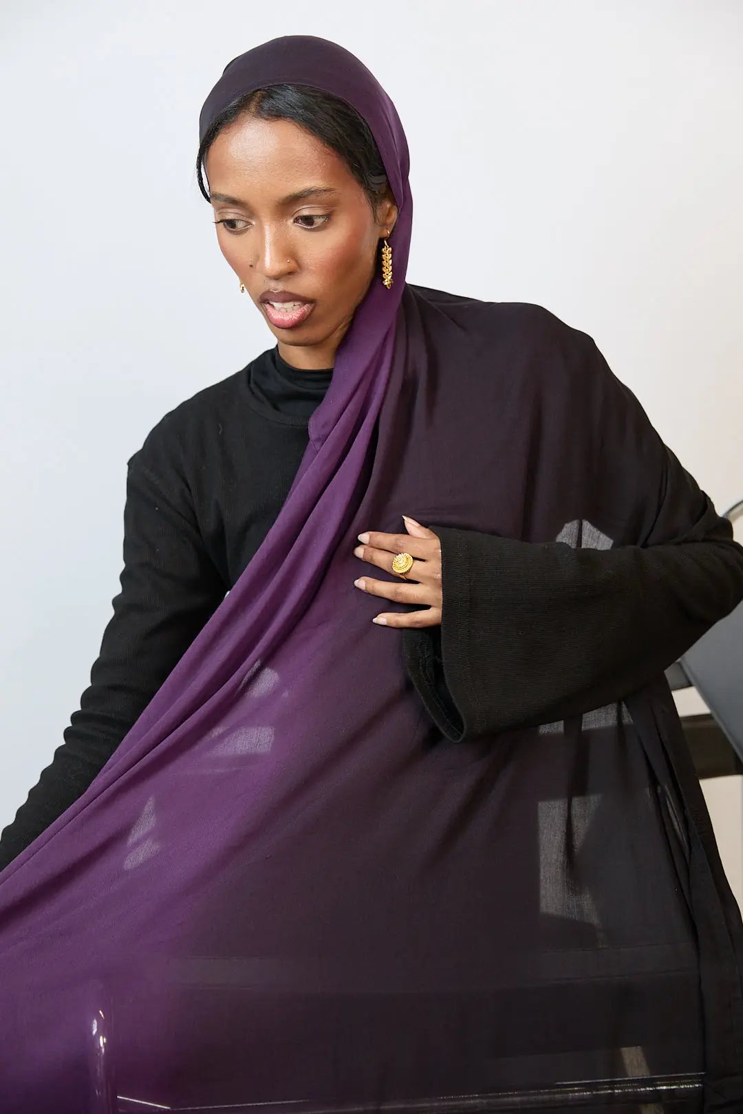 Purple & Black Ombre Modal Hijab Dar-Al-Hayya