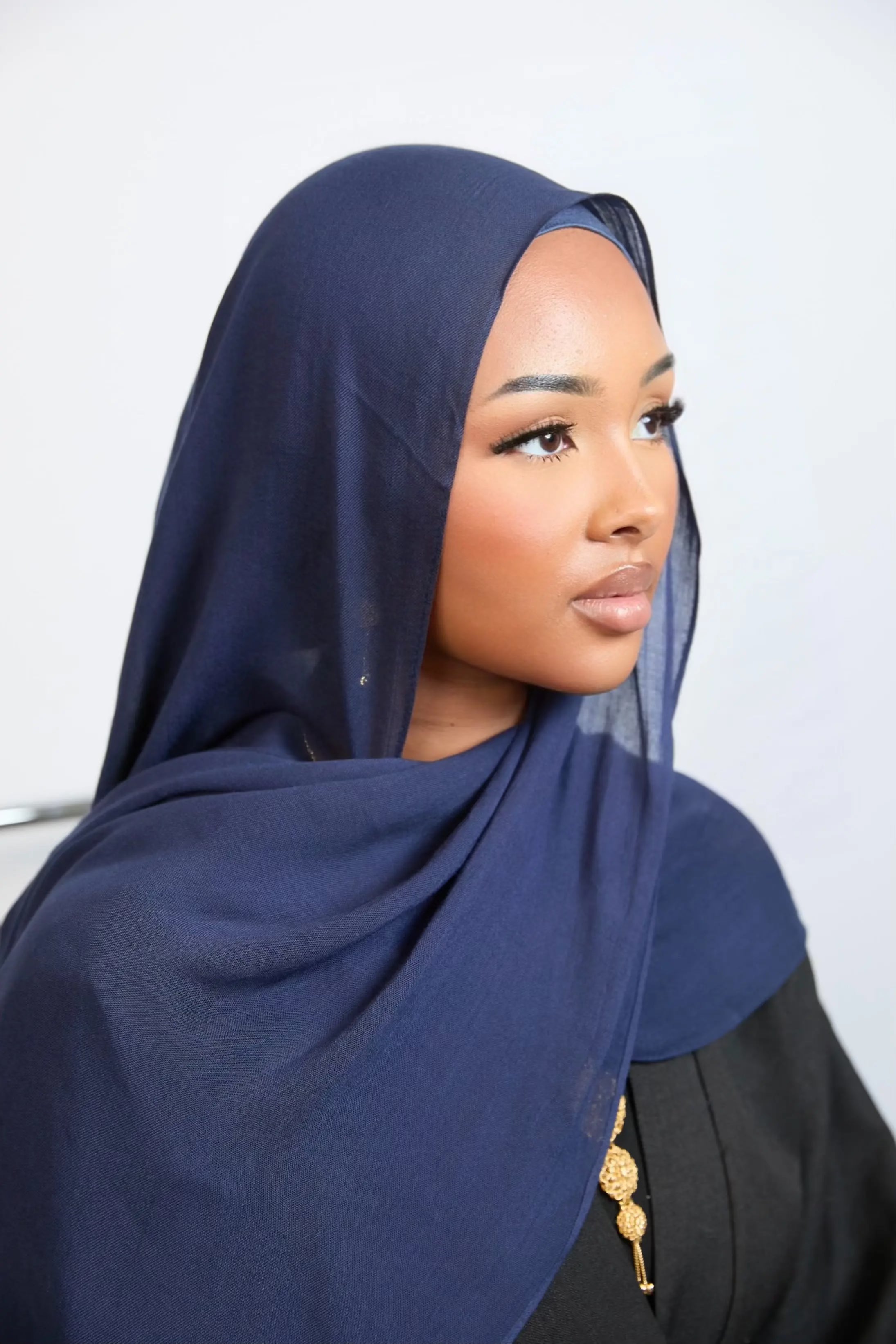 Navy Blue Plain Modal Hijab Dar-Al-Hayya