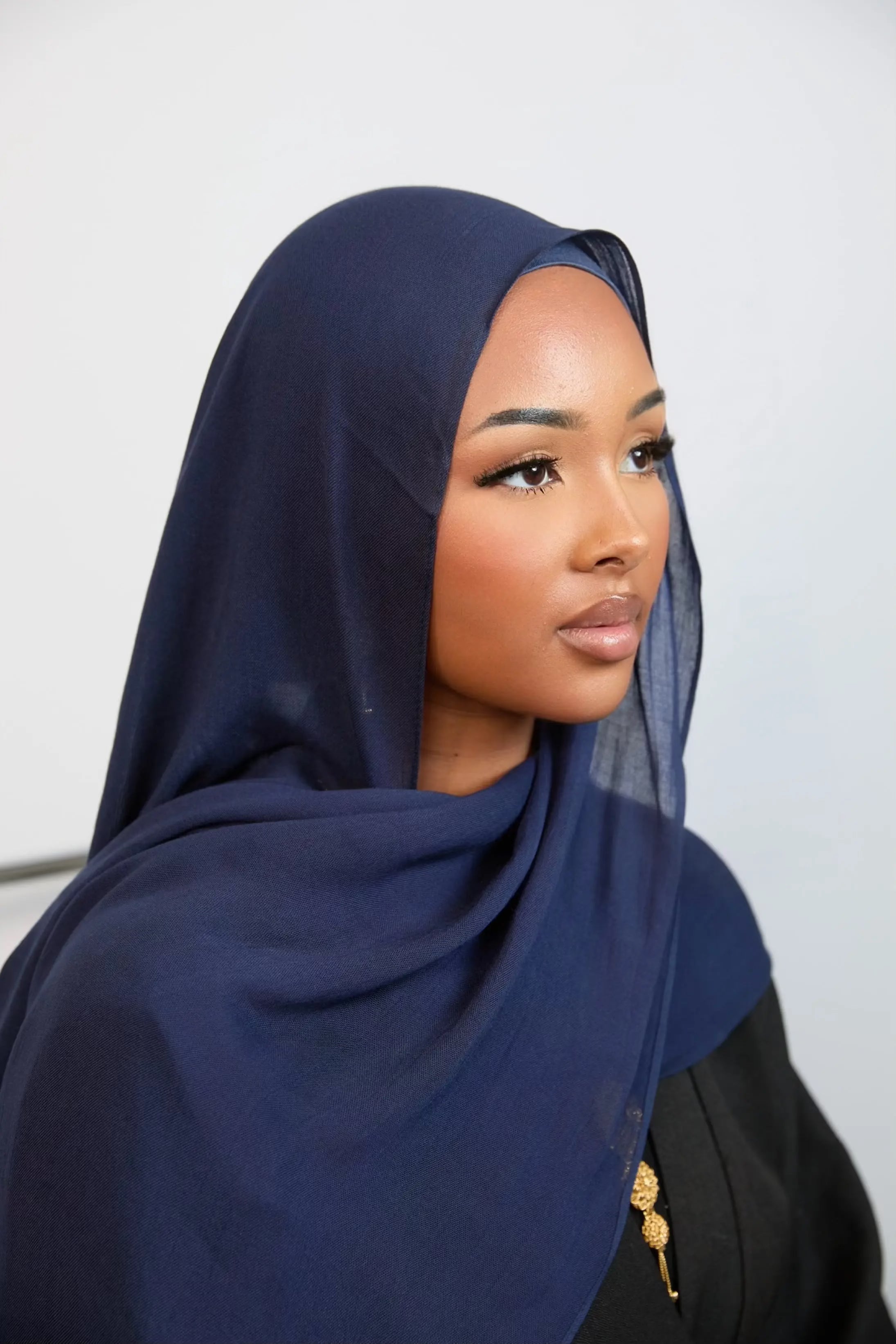Navy Blue Plain Modal Hijab Dar-Al-Hayya