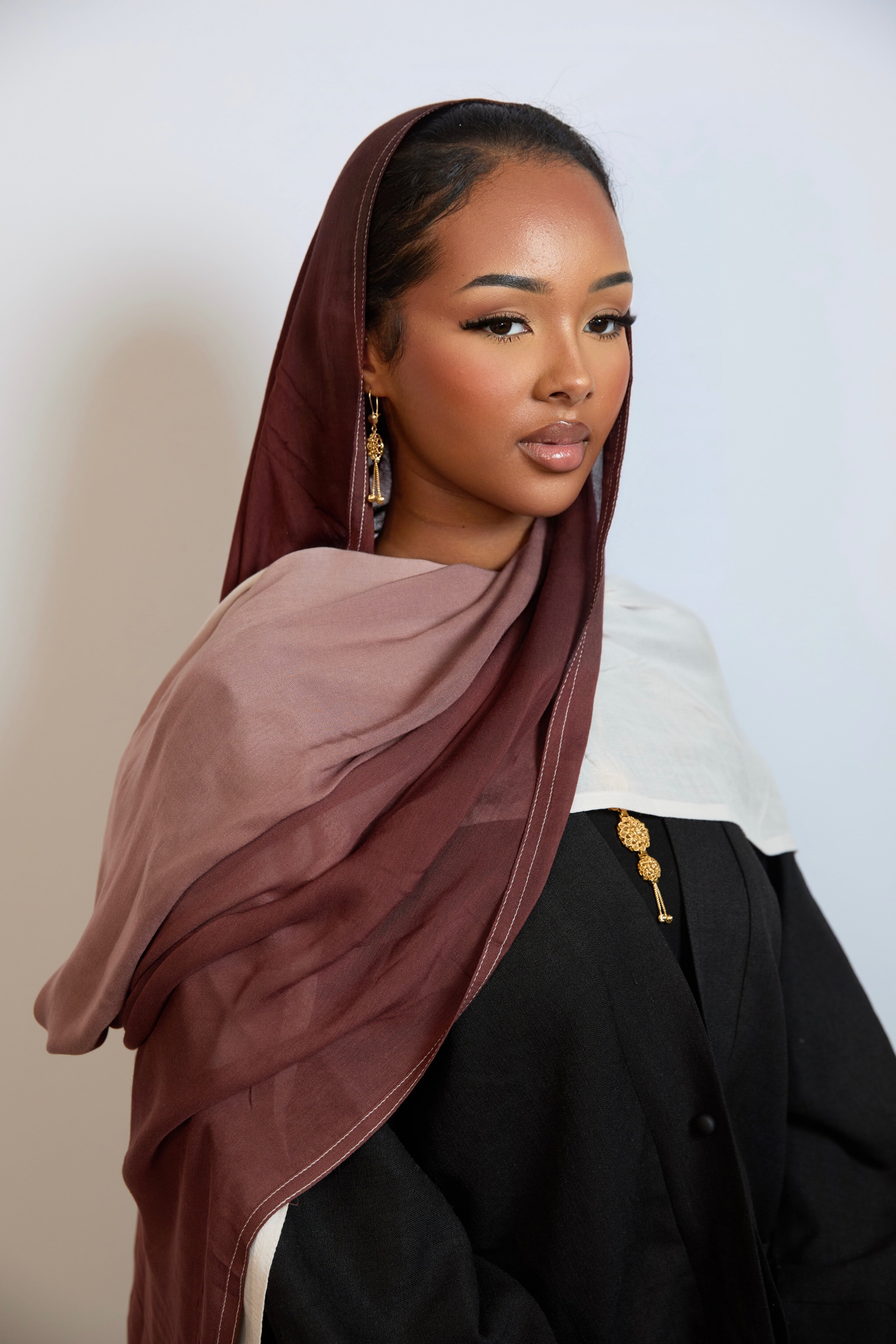 Crimson Blush & White Ombre Hijab
