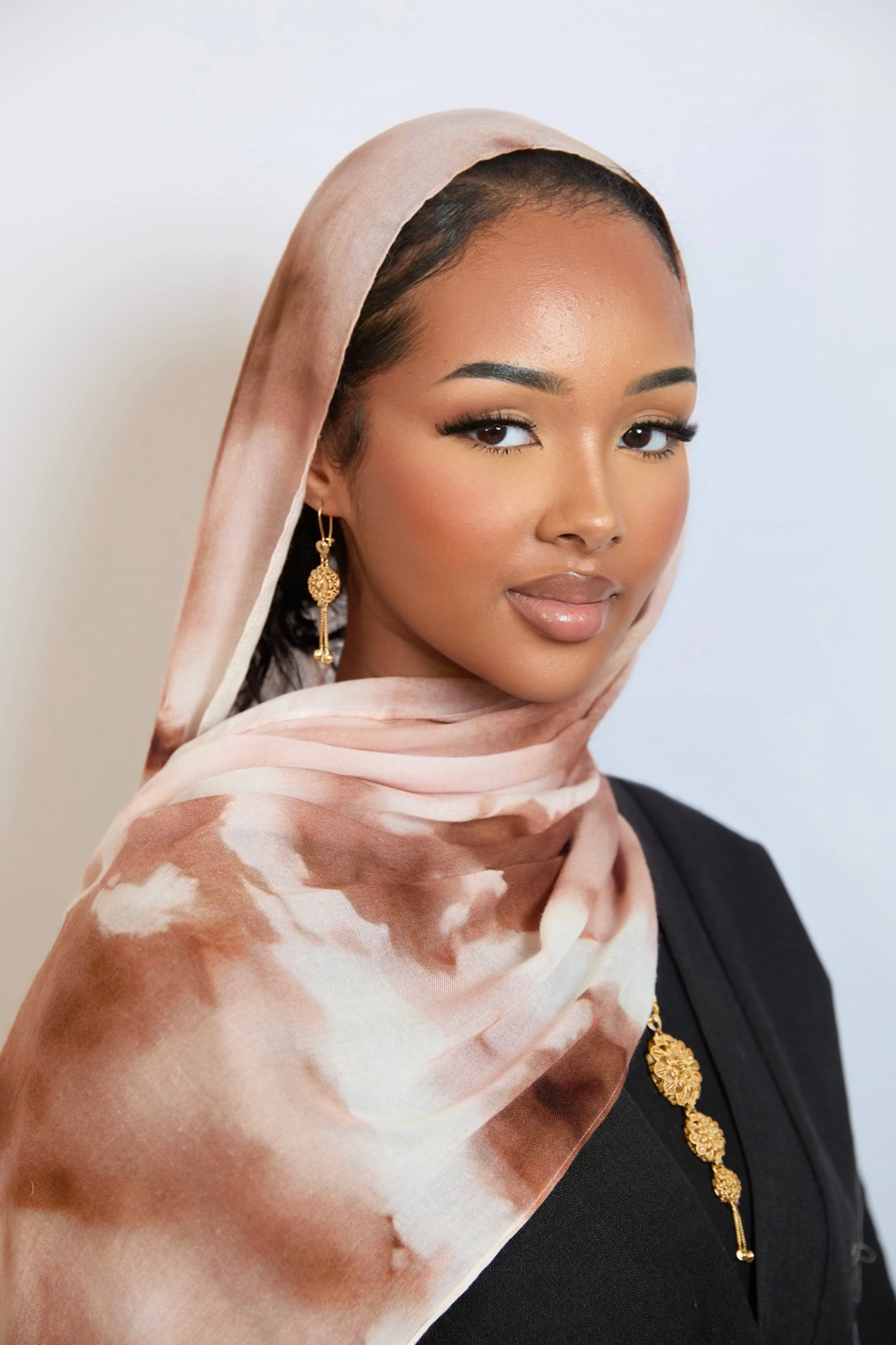 Brown Cloudy Print Modal Hijab Dar-Al-Hayya