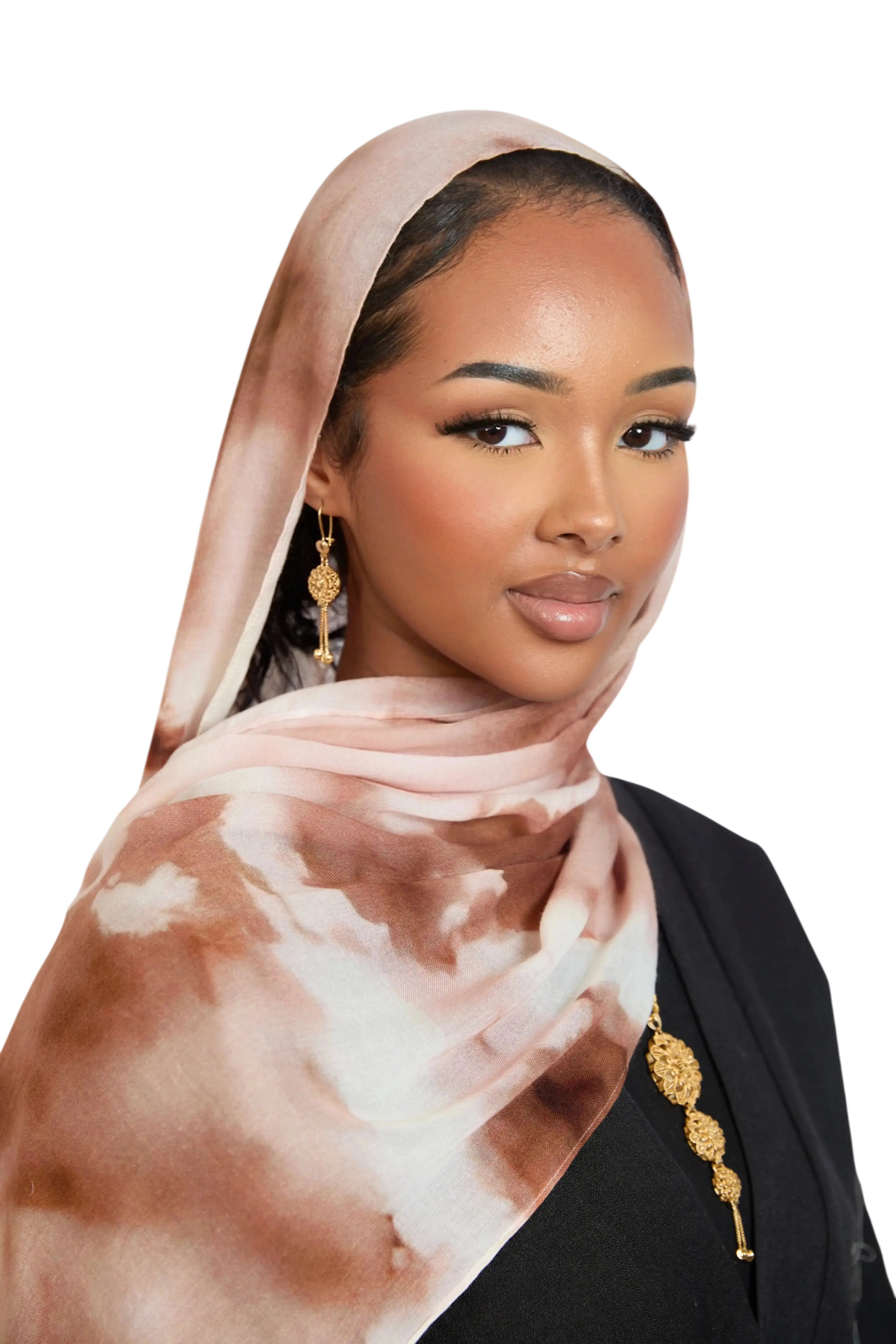 Brown Cloudy Print Modal Hijab Dar-Al-Hayya