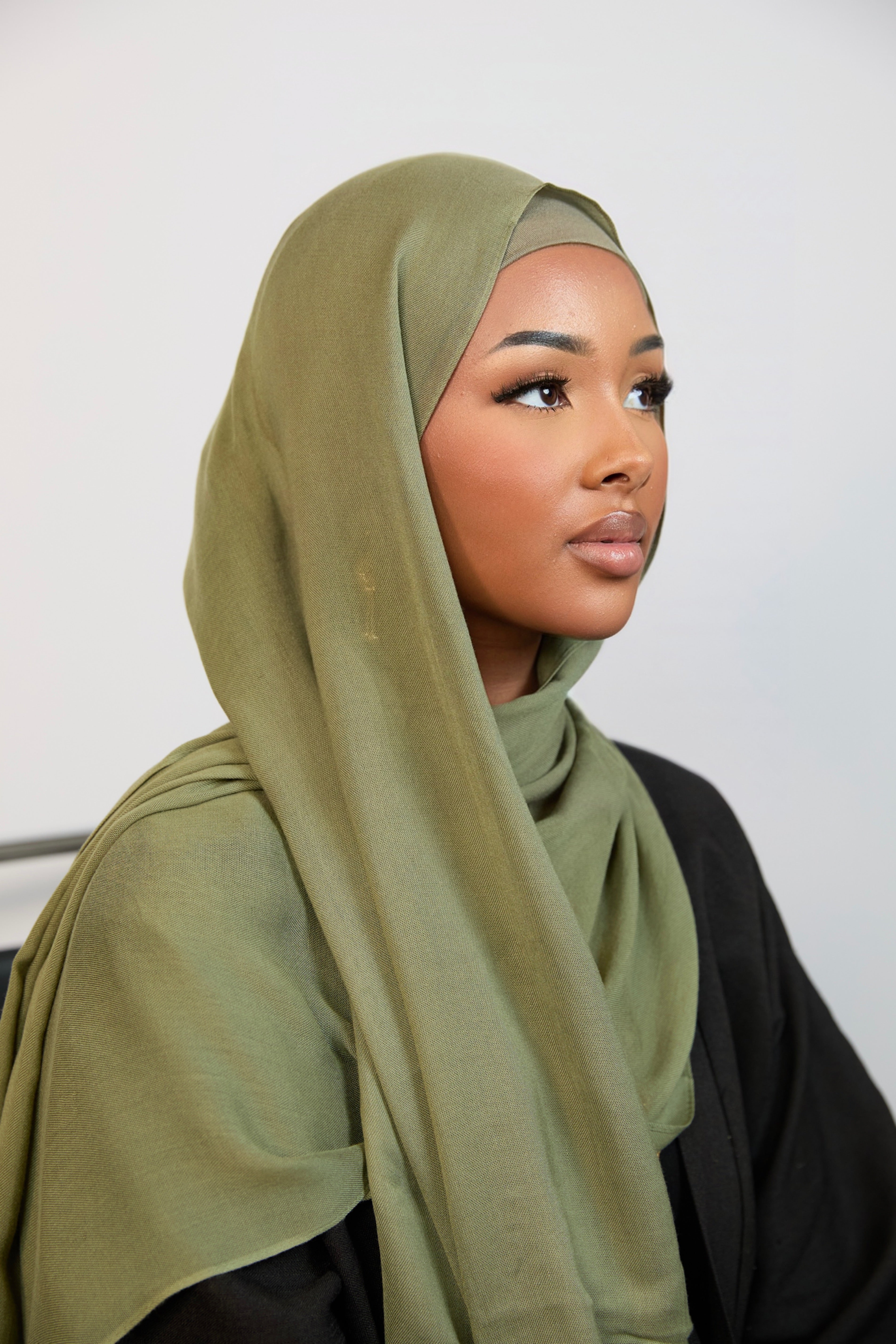 Olive Green Plain Modal Hijab