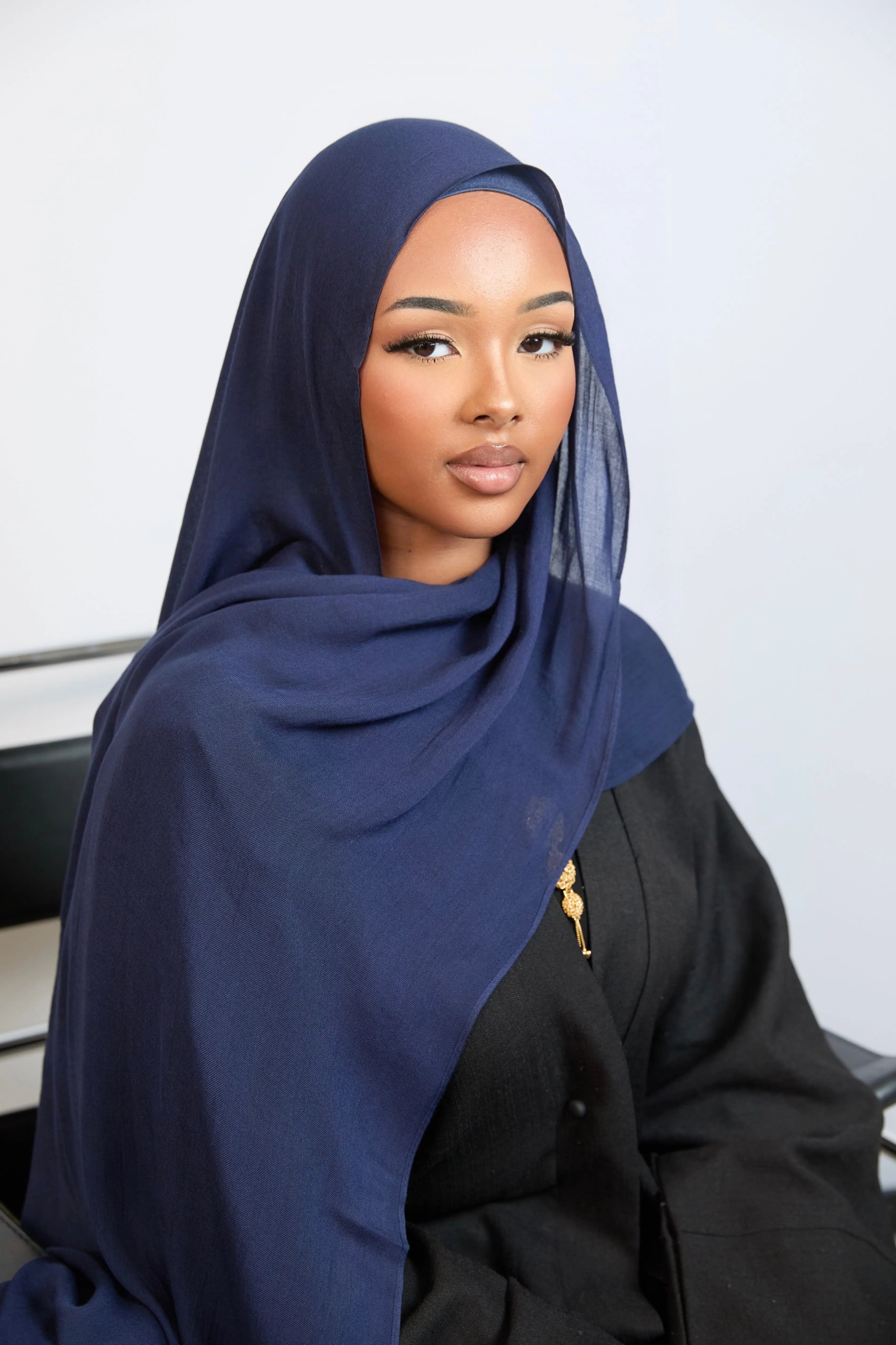 Navy Blue Plain Modal Hijab Dar-Al-Hayya