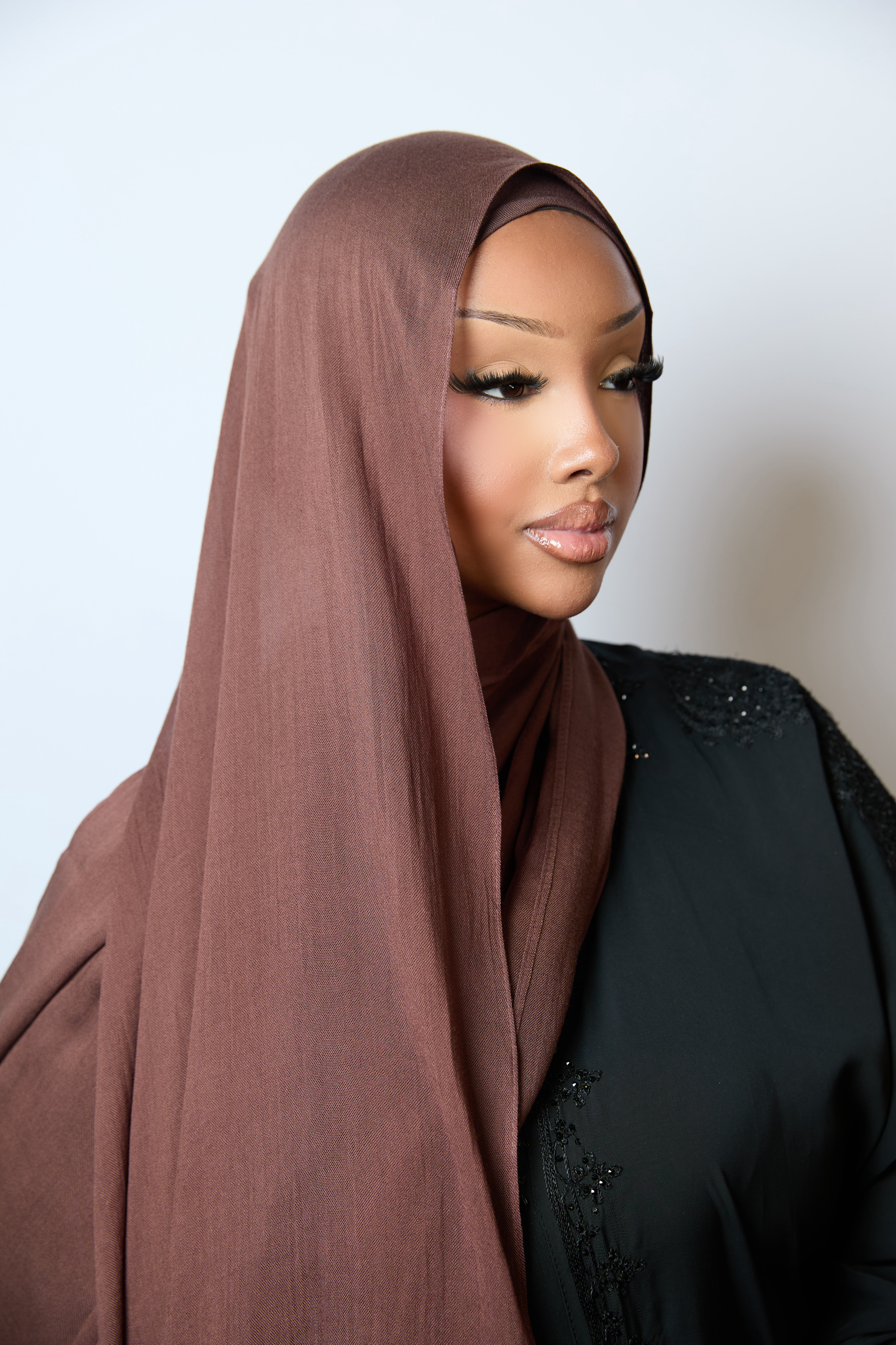 Dark Brown Plain Modal Hijab