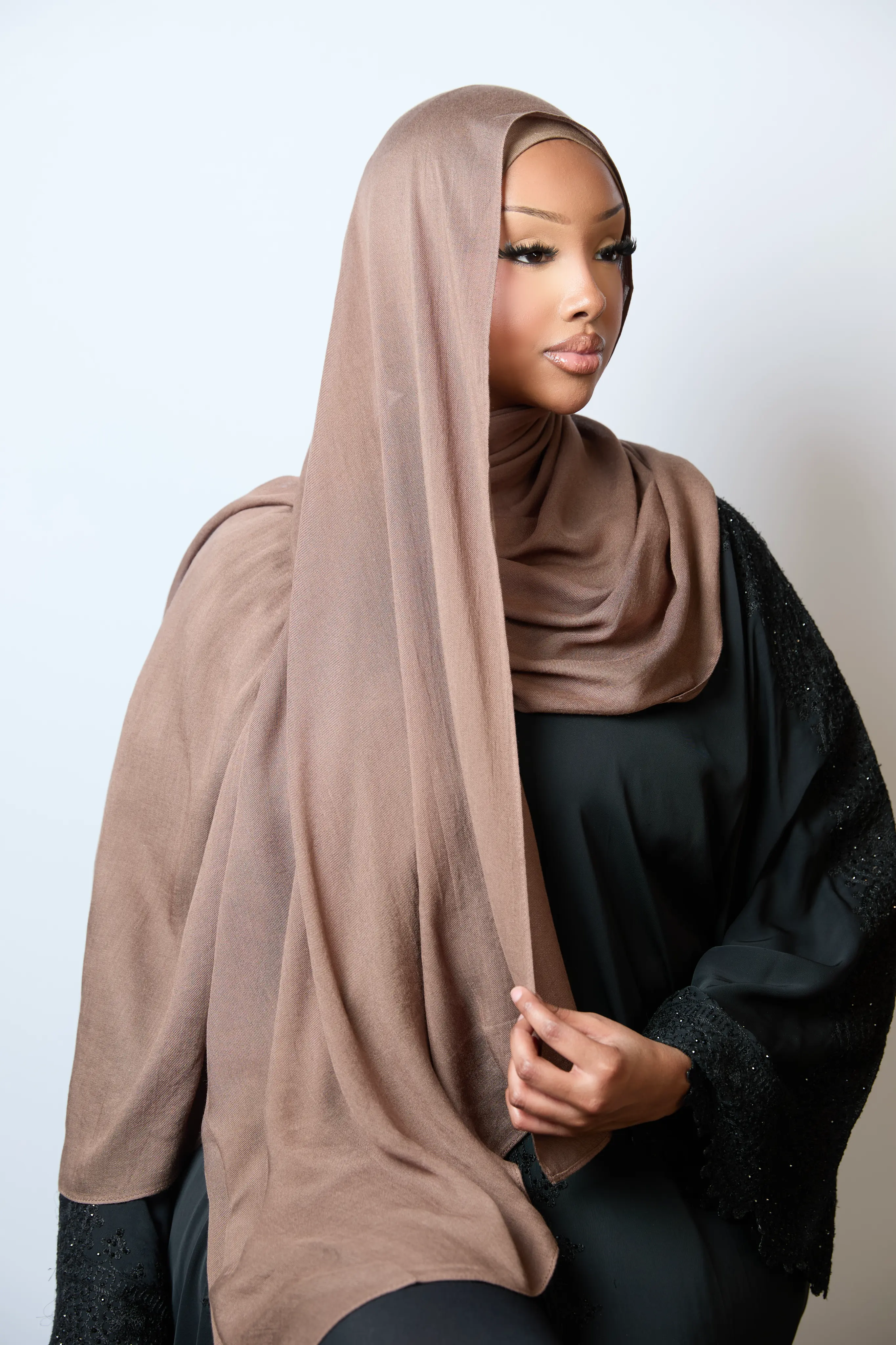 Brown Plain Modal Hijab Dar-Al-Hayya