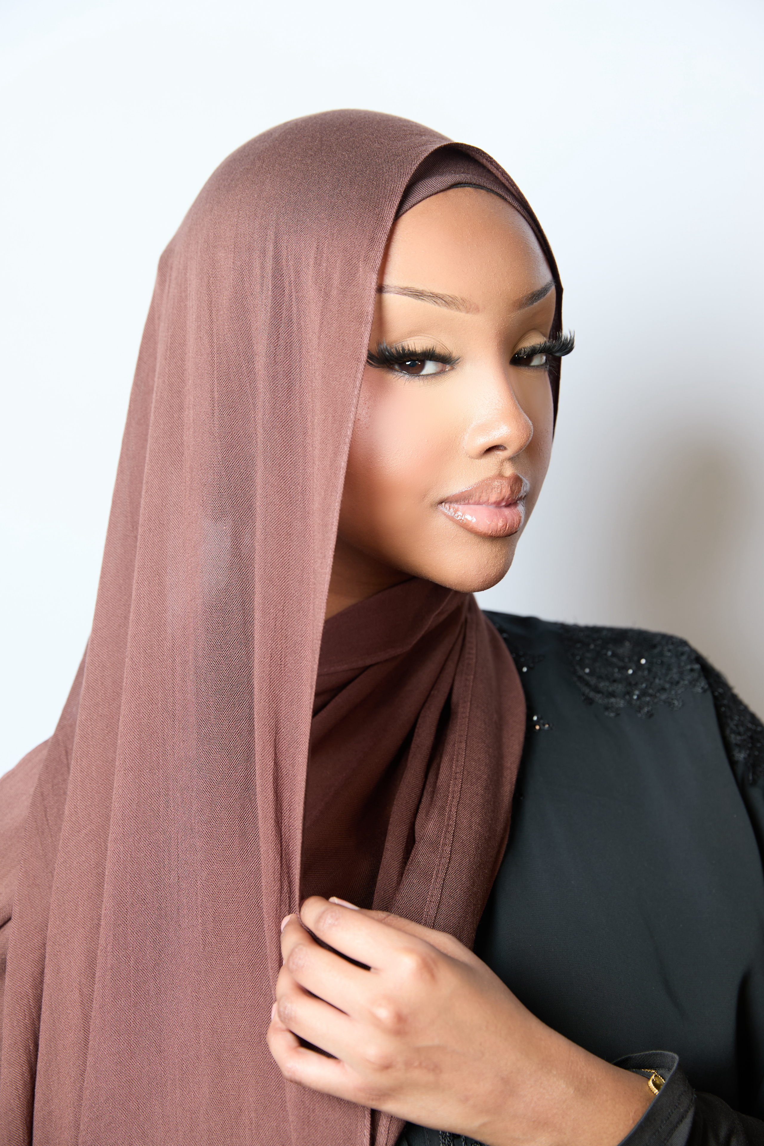 Dark Brown Plain Modal Hijab