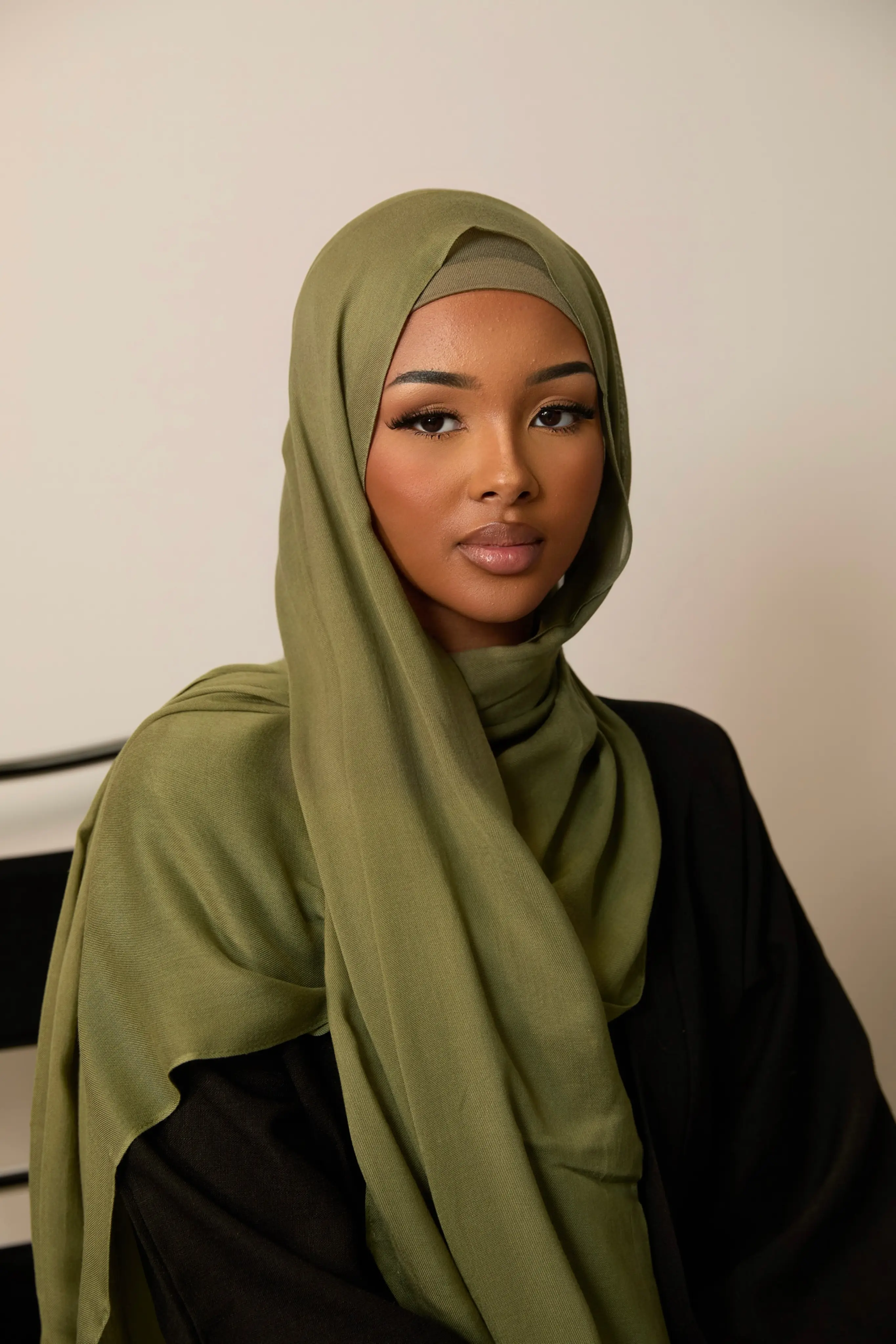 Olive Green Plain Modal Hijab Dar-Al-Hayya