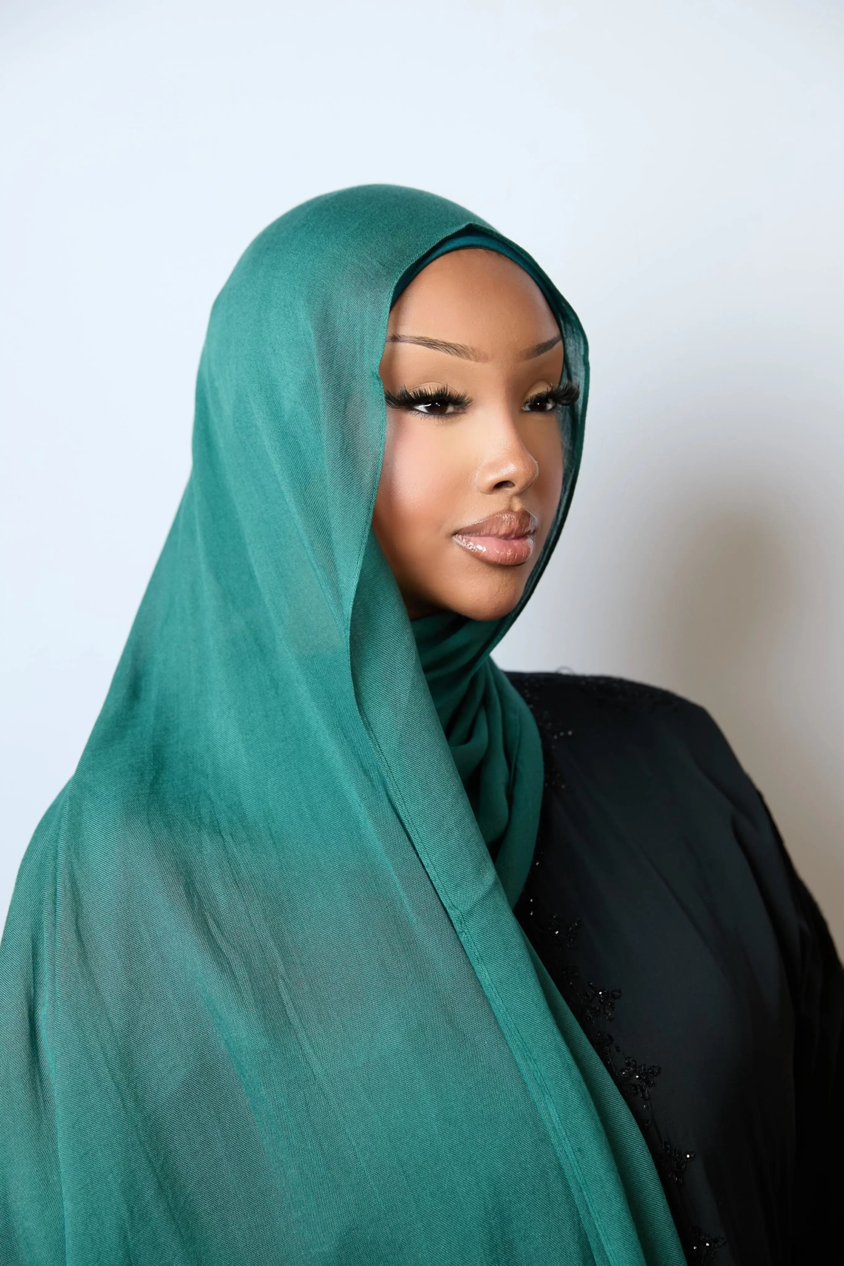 Teal Plain Modal Hijab Dar-Al-Hayya