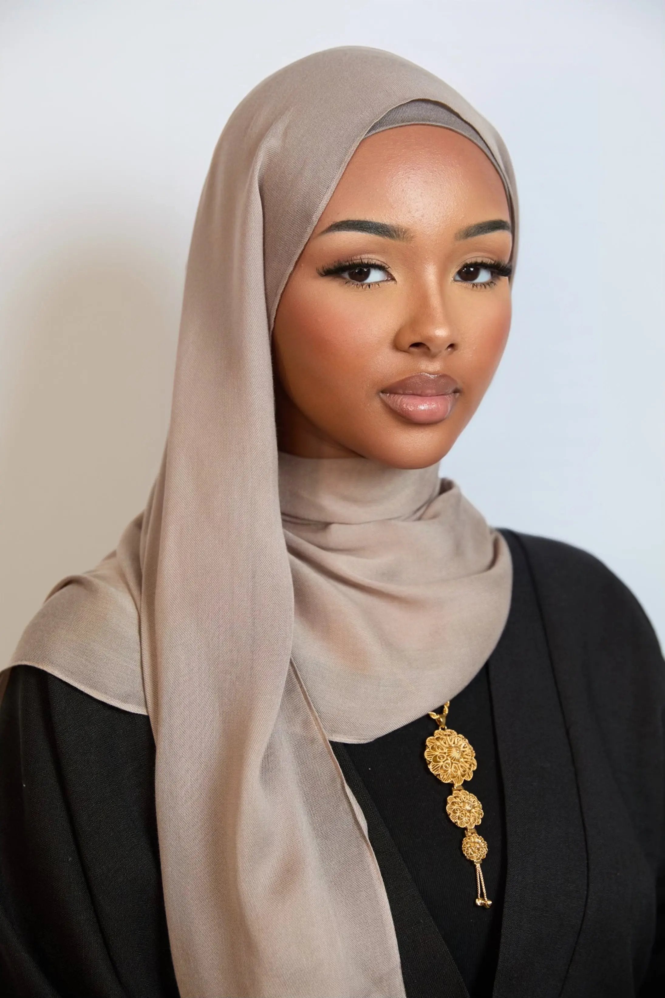 Beige Plain Modal Hijab Dar-Al-Hayya