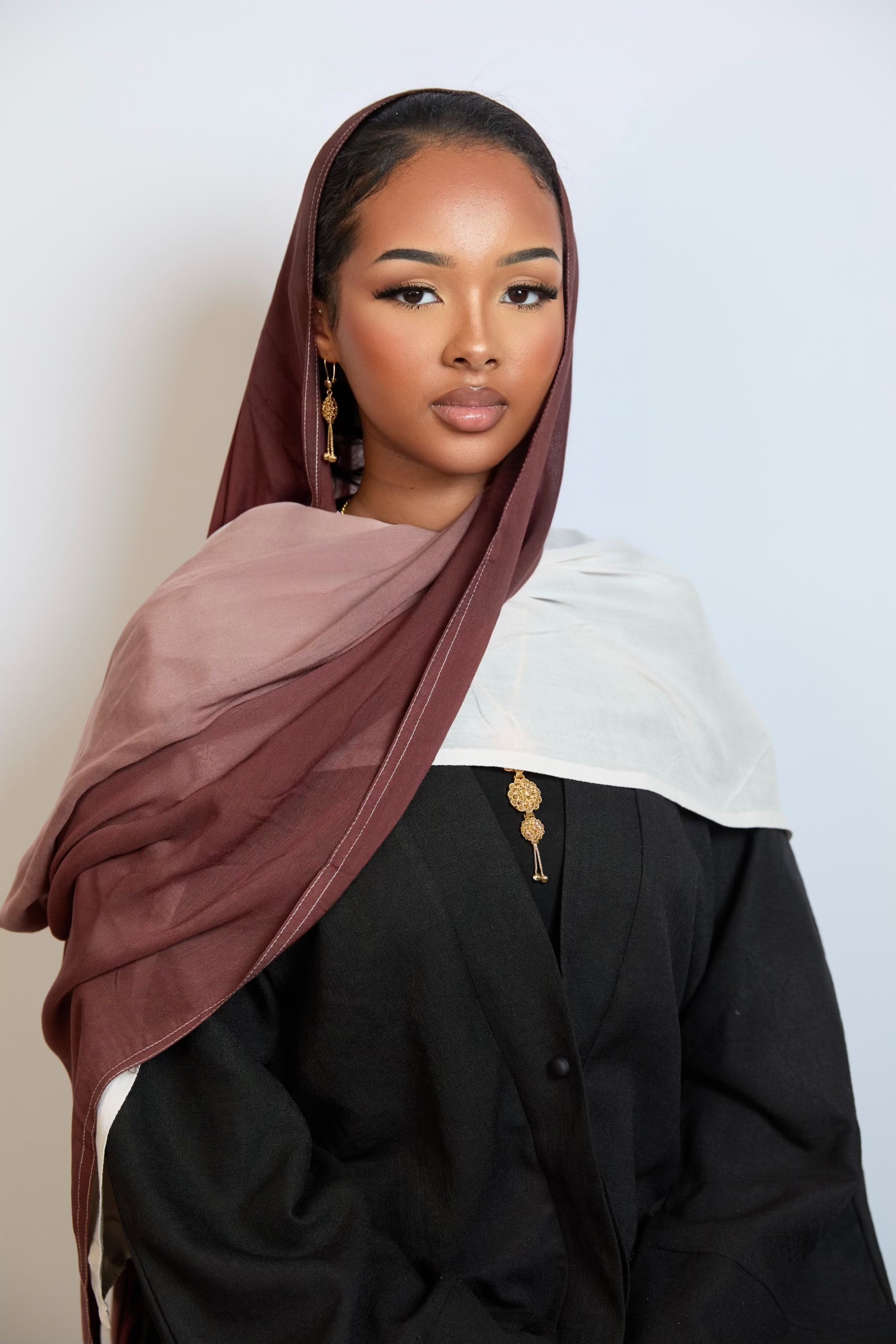 Crimson Blush & White Ombre Hijab