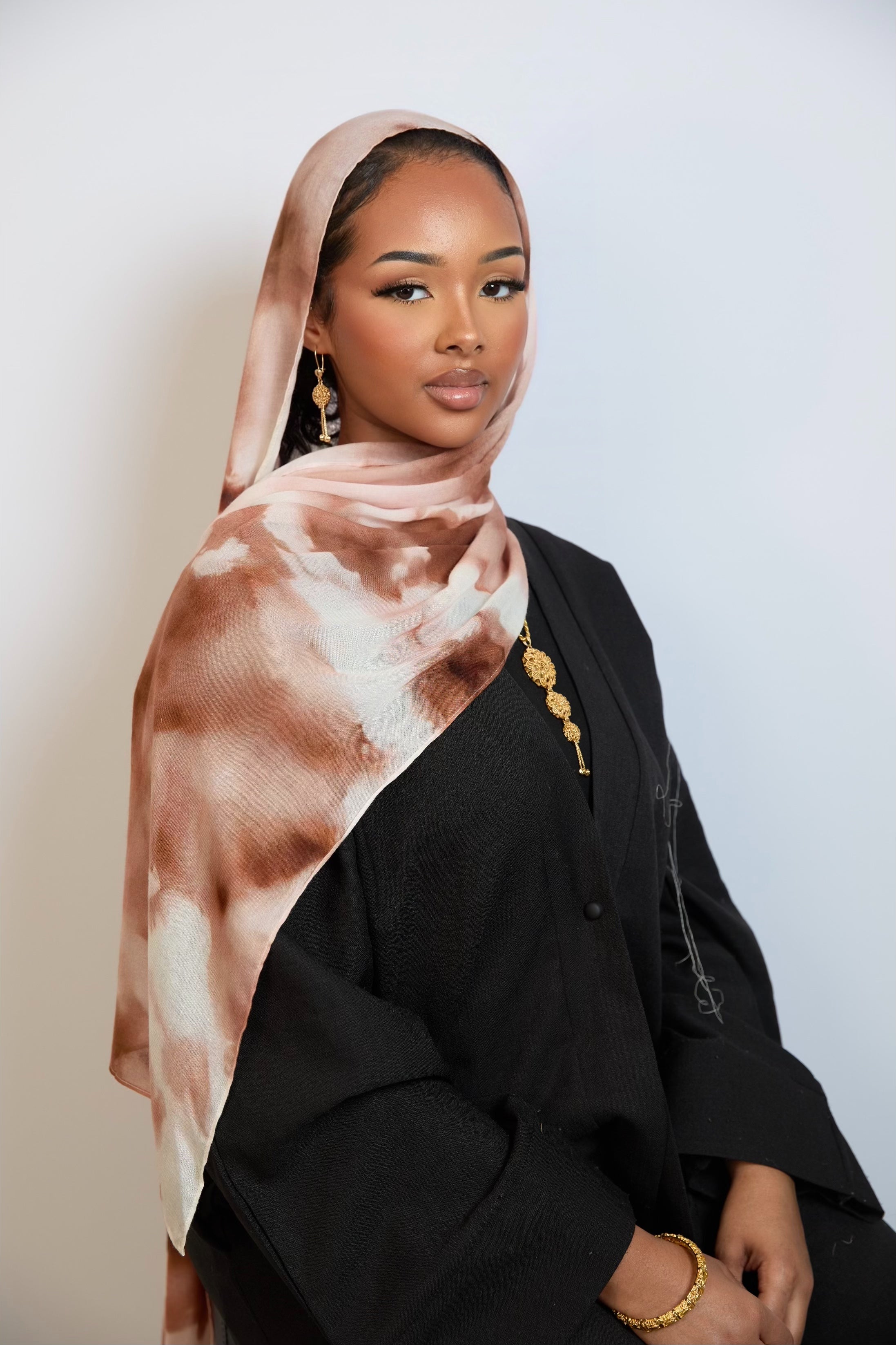 Brown Cloudy Print Modal Hijab