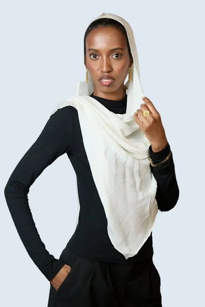 Ivory Plain Modal Hijab Dar-Al-Hayya