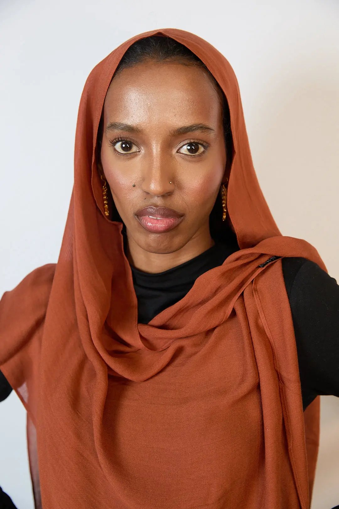 Rust Brown Plain Modal Hijab Dar-Al-Hayya