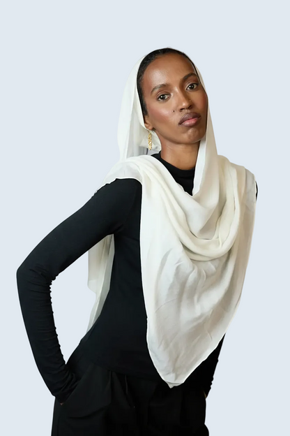 Ivory Plain Modal Hijab Dar-Al-Hayya