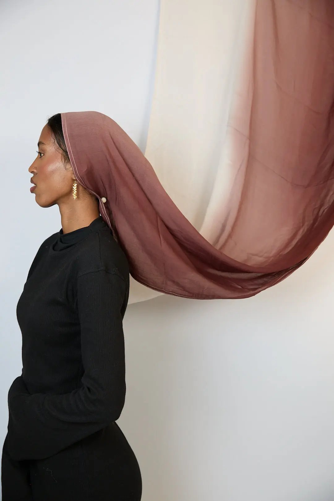 Crimson Blush & White Ombre Hijab Dar-Al-Hayya