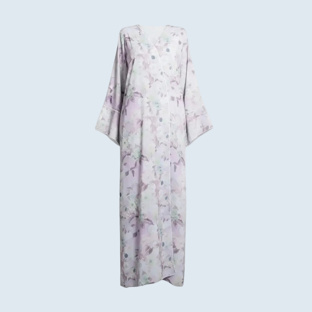 Lilac Wave Floral Print Abaya Dar-Al-Hayya