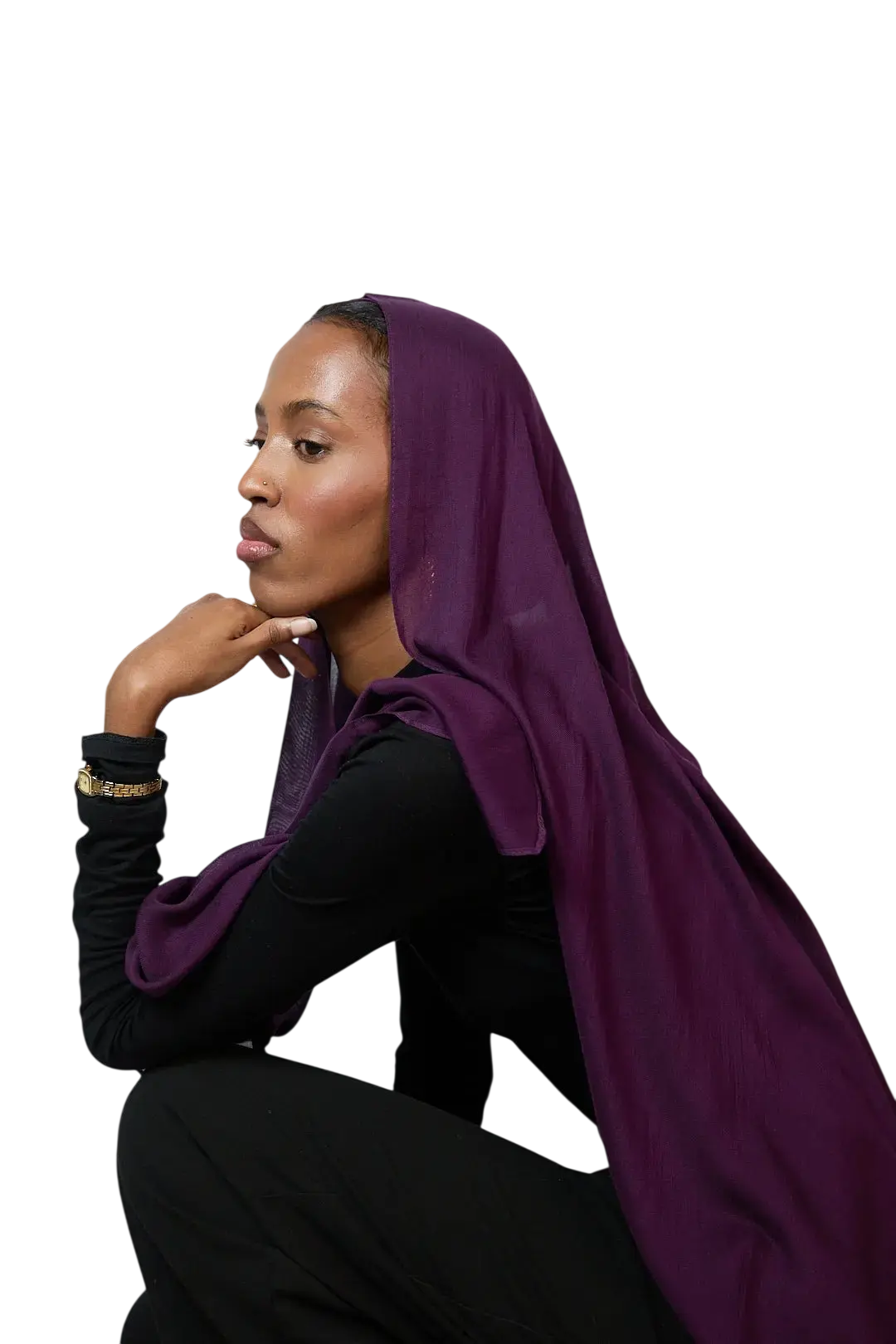 Deep Purple Plain Modal Hijab Dar-Al-Hayya
