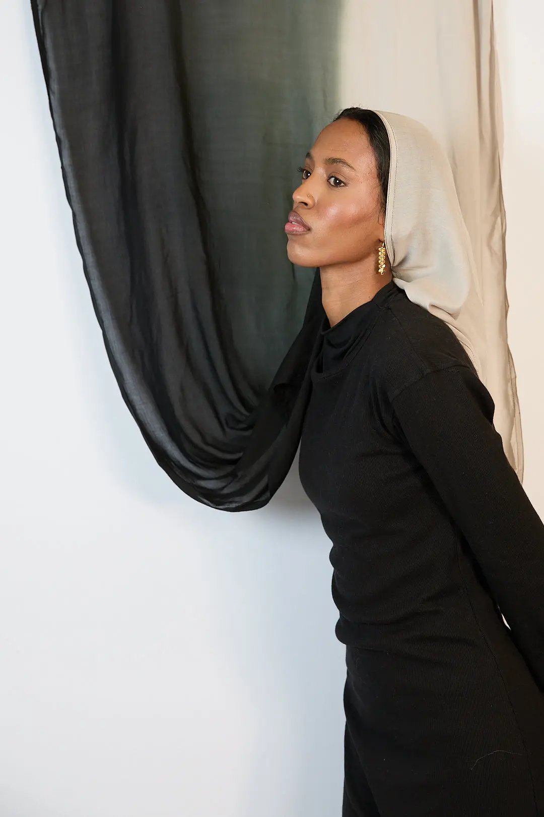 Forest Noir & Silver Ombre Modal Hijab Dar-Al-Hayya