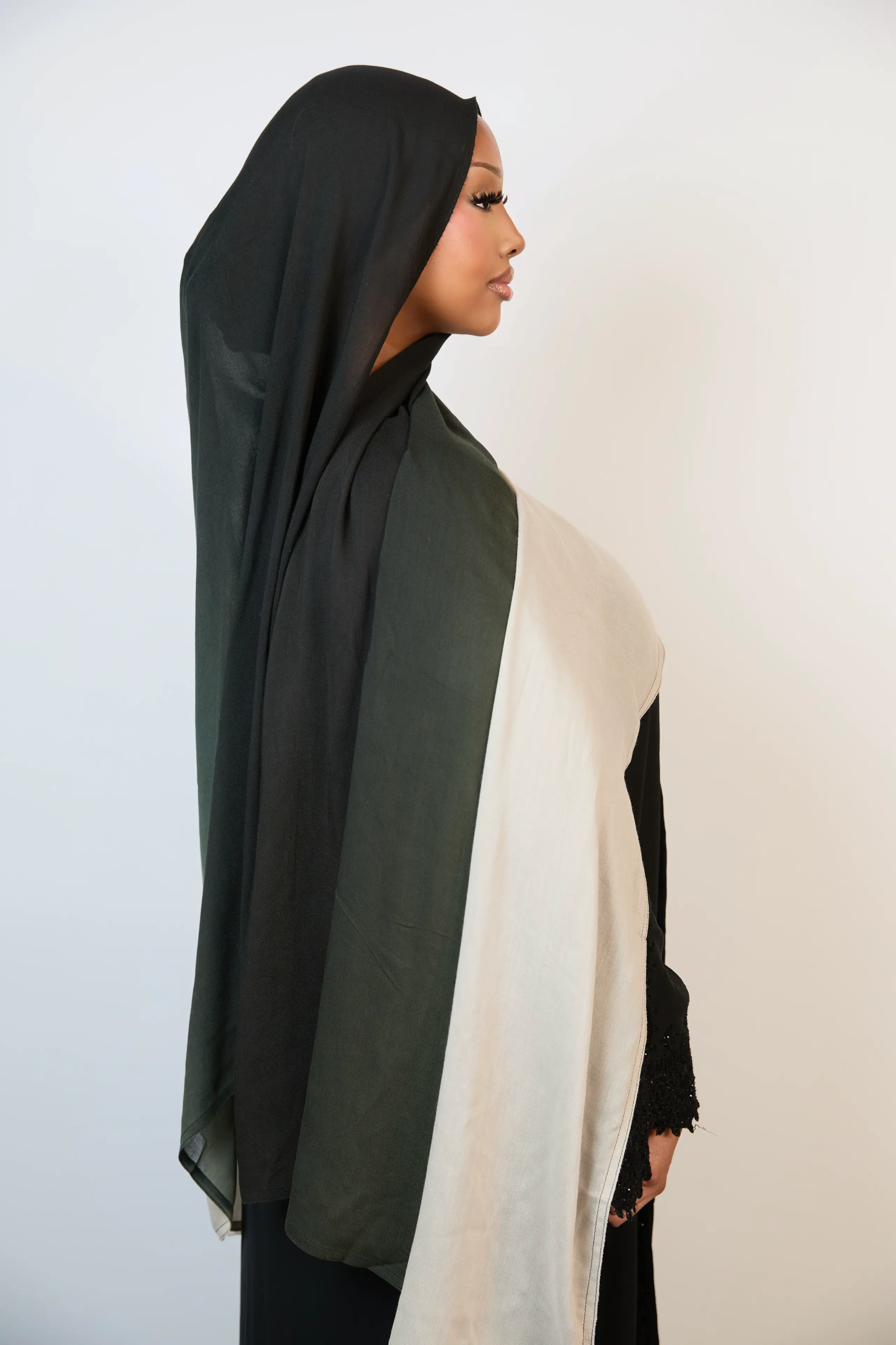 Forest Noir & Silver Ombre Modal Hijab Dar-Al-Hayya