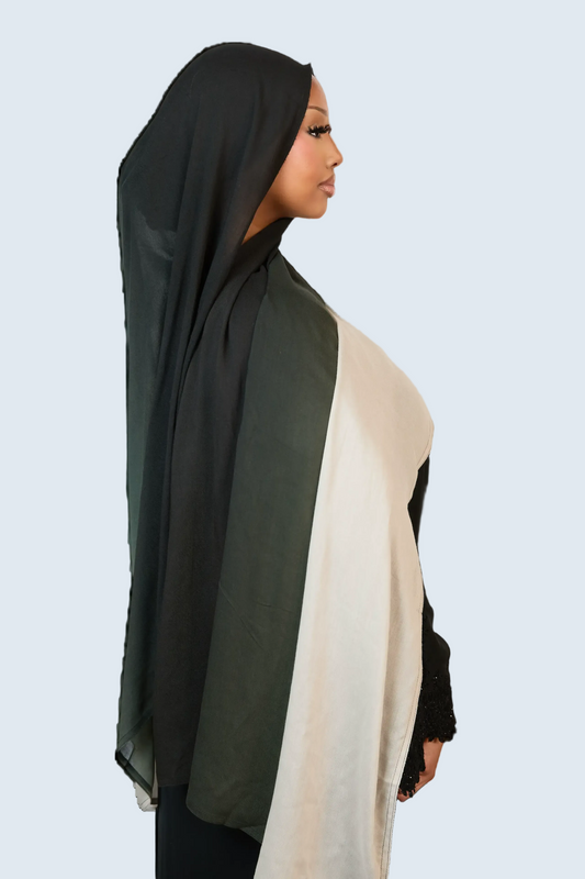 Forest Noir & Silver Ombre Modal Hijab Dar-Al-Hayya