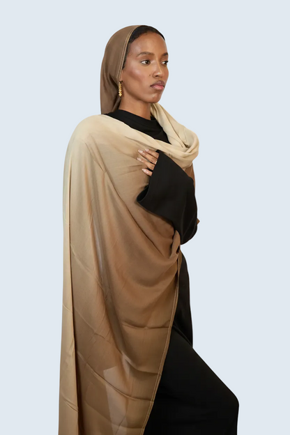 Tan and Cream Ombre Modal Hijab Dar-Al-Hayya