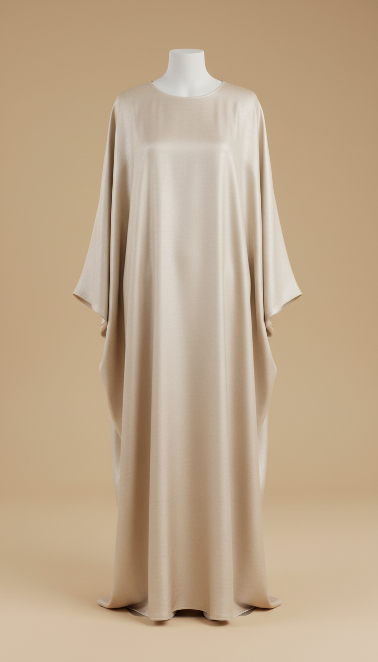 Ivory Mist Silk-Blend Abaya