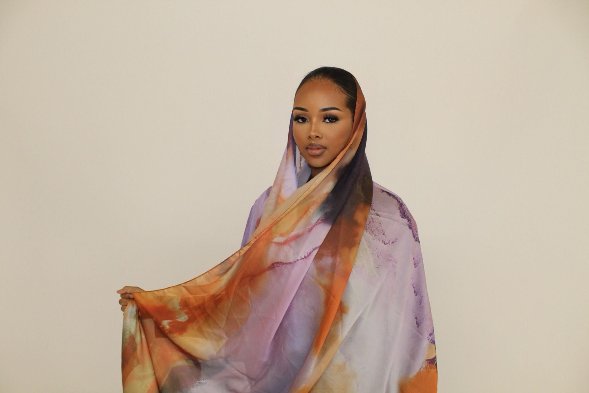 Satin Watercolor Hijabs - Sunset Serenity