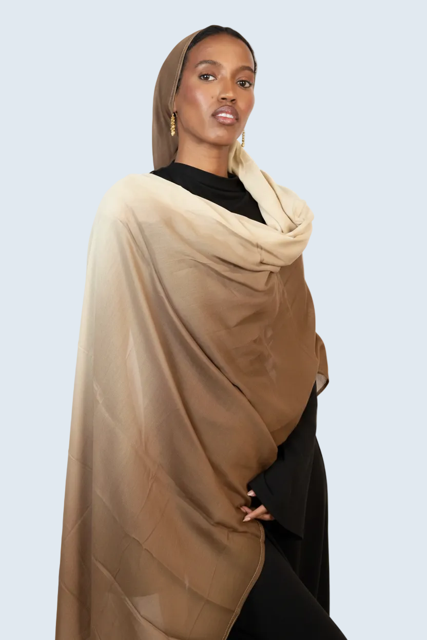 Tan and Cream Ombre Modal Hijab Dar-Al-Hayya