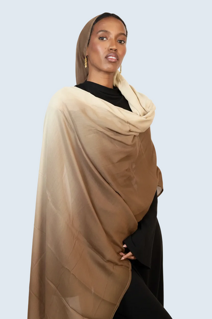Tan and Cream Ombre Modal Hijab Dar-Al-Hayya