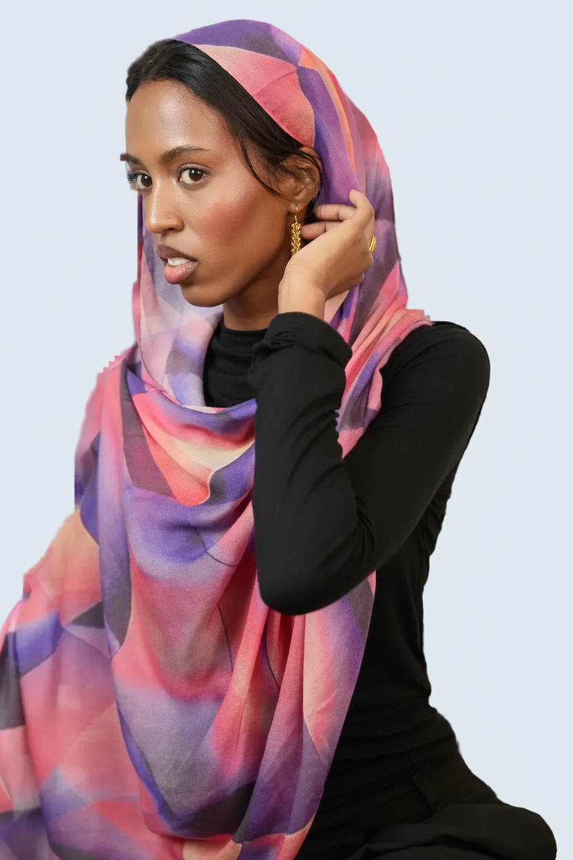 Sunset Prism Printed Modal Hijab Dar-Al-Hayya