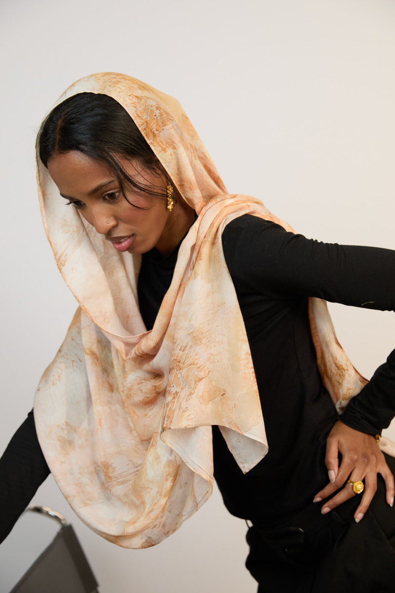 Golden Dusk Printed Modal Hijab