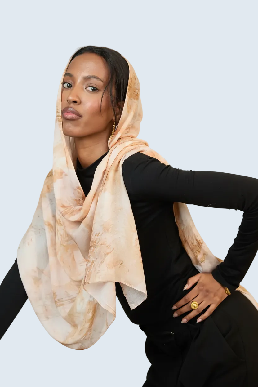 Golden Dusk Printed Modal Hijab Dar-Al-Hayya