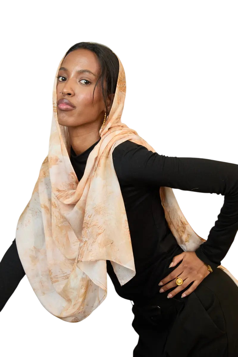 Golden Dusk Printed Modal Hijab Dar-Al-Hayya
