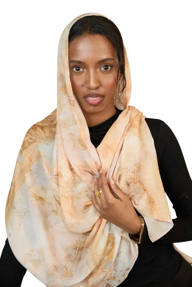 Golden Dusk Printed Modal Hijab Dar-Al-Hayya