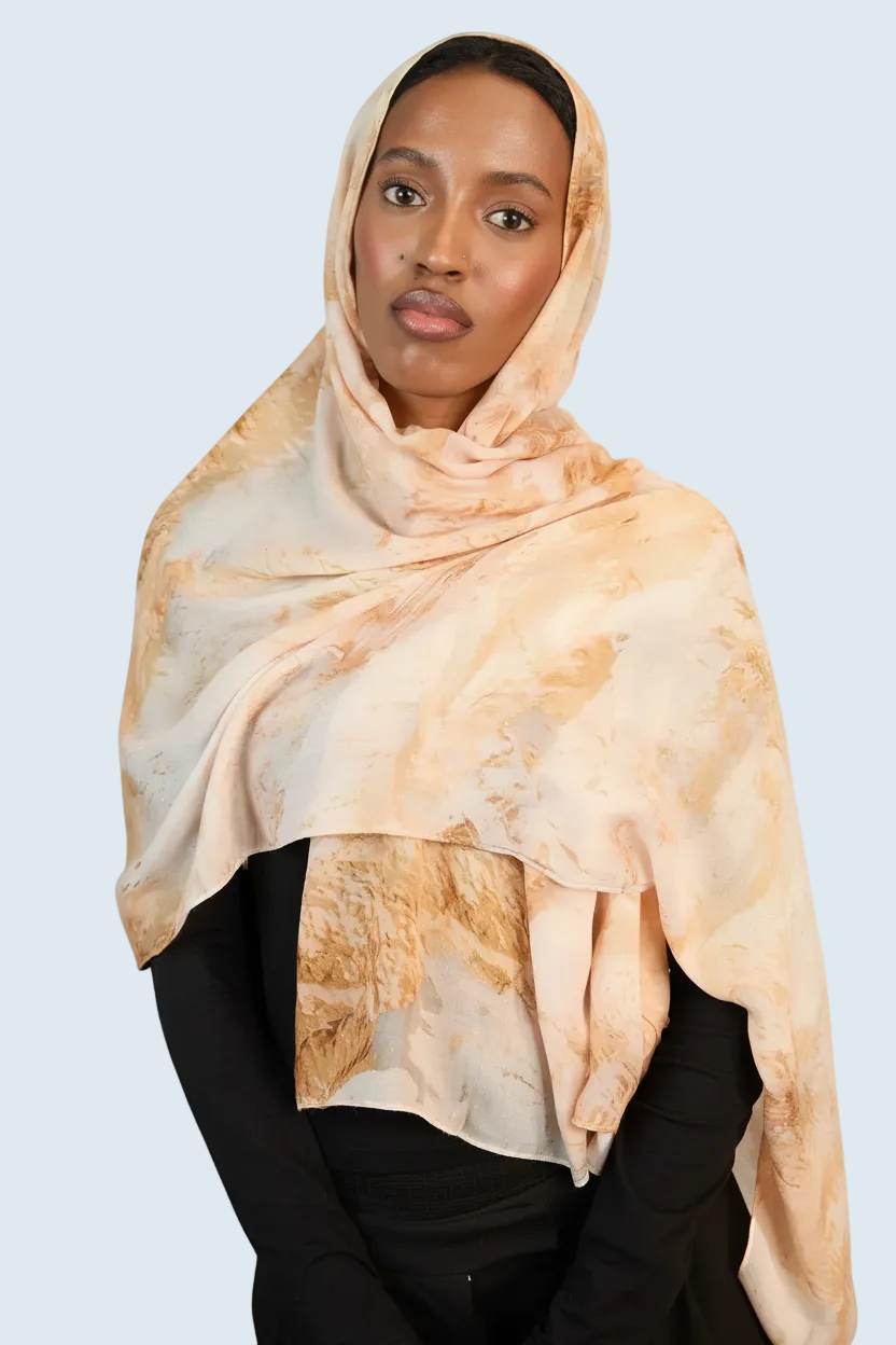 Golden Dusk Printed Modal Hijab Dar-Al-Hayya