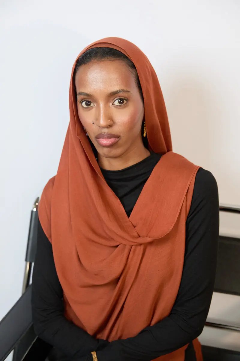 Rust Brown Plain Modal Hijab Dar-Al-Hayya